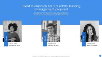 Client Testimonials For Real Estate Building Management Proposal Ppt File Backgrounds