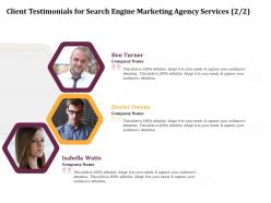 Client testimonials for search engine marketing agency services r365 ppt icon