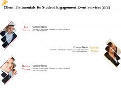 Client testimonials for student engagement event services l1519 ppt powerpoint styles