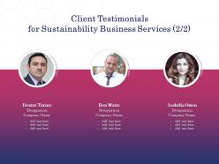 Client Testimonials For Sustainability Business Services L1701 Ppt Powerpoint Portrait