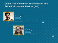 Client testimonials for technical and non technical sessions services r253 ppt template