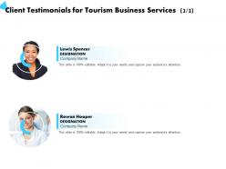 Client testimonials for tourism business services editable ppt powerpoint presentation sample