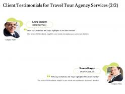 Client Testimonials For Travel Tour Agency Services R255 Ppt Powerpoint Presentation Gallery