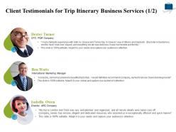 Client Testimonials For Trip Itinerary Business Services L1791 Ppt Powerpoint Introduction