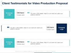 Client testimonials for video production proposal ppt powerpoint presentation grid