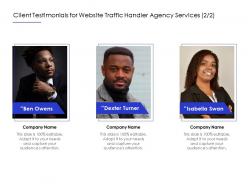 Client testimonials for website traffic handler agency services teamwork ppt powerpoint graphics