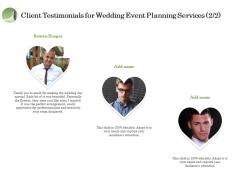 Client testimonials for wedding event planning services r293 ppt file design
