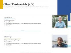 Client Testimonials Founding Retirement Analysis Ppt Layouts Master Slide