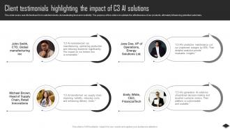 Client Testimonials Highlighting Complete Insights Into C3 AIs Ppt Example