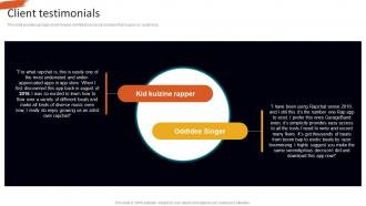Client Testimonials Hip Hop Music Publishing Company Investor Funding Elevator Pitch Deck