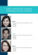 Client Testimonials In Brand Marketing Recap Proposal One Pager Sample Example Document