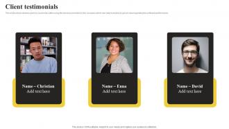 Client Testimonials International Tech Company Fundraising Pitch Deck