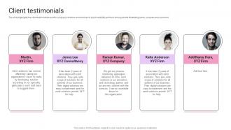 Client Testimonials IT Products And Services Company Profile Ppt Graphics