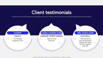 Client Testimonials Medtronic Post Ipo Debt Investor Funding Elevator Pitch Deck