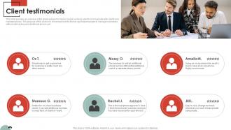 Client Testimonials Mobile Application Pitch Deck To Maintain User Privacy