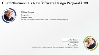 Client testimonials new software design proposal ppt slides icon
