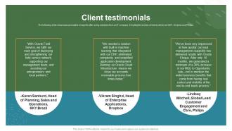 Client Testimonials Oracle Investor Funding Elevator Pitch Deck