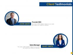 Client testimonials sales manager ppt powerpoint presentation slides summary