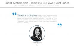 Client testimonials template3 powerpoint slides