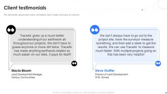 Client Testimonials Traceair Investor Funding Elevator Pitch Deck