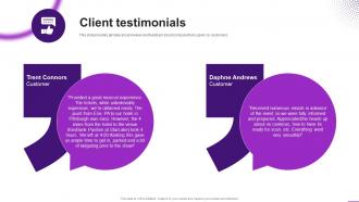 Client Testimonials Up All Night Investor Funding Elevator Pitch Deck