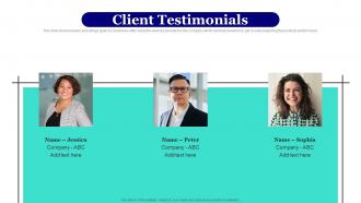 Client Testimonials Workplace Injury Prevention Company Fundraising Pitch Deck