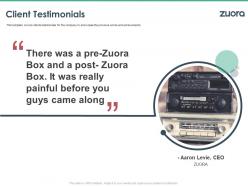 Client testimonials zuora investor funding elevator ppt template