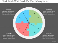 Clock made with puzzle for time management flat powerpoint design