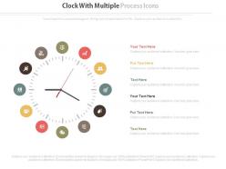 Clock with multiple business process icons flat powerpoint design