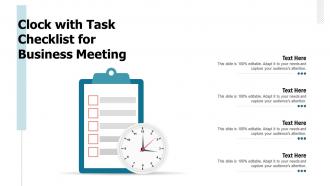 Clock with task checklist for business meeting