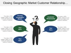 Closing geographic market customer relationship financial control especially