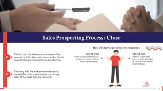 Closing In Sales Prospecting Process Training Ppt
