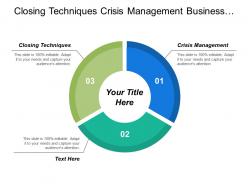 Closing techniques crisis management business acquisition brand management cpb