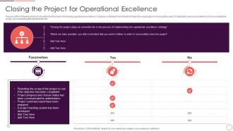 Closing The Project For Operational Continues Improvement Strategy Playbook For Corporates