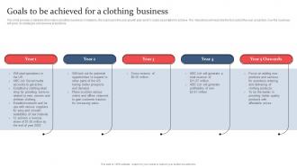 Clothing And Fashion Industry Goals To Be Achieved For A Clothing Business BP SS