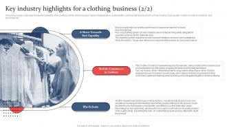 Clothing And Fashion Industry Key Industry Highlights For A Clothing Business BP SS Analytical Adaptable