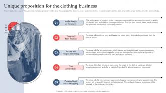 Clothing And Fashion Industry Unique Proposition For The Clothing Business BP SS
