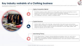 Clothing Brand Business Plan Key Industry Restraints Of A Clothing Business BP SS