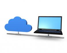 Cloud and laptop for cloud computing stock photo