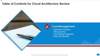 Cloud Architecture Review For Table Of Contents Ppt Powerpoint Presentation File Visual Aids