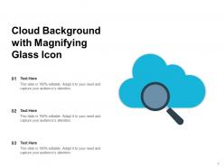 Cloud Background Arrow Analytics Diagram Gear Magnifying Glass Communication Server