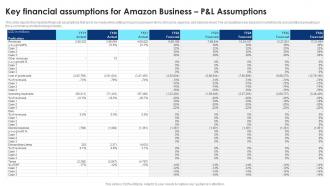 Cloud Computing Technology Key Financial Assumptions For Amazon Business P And L BP SS