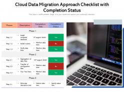 Cloud data migration approach checklist with completion status