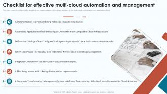 Cloud Infrastructure Analysis Checklist For Effective Multi Cloud Automation And Management