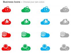 Cloud lock globe magnifier data search ppt icons graphics