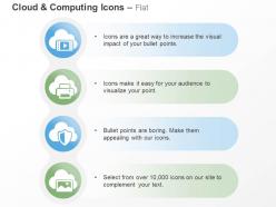 Cloud printer shield data safety technology ppt icons graphics