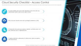 Cloud Security Checklist Access Control Cloud Information Security