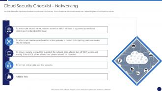 Cloud Security Checklist Networking Cloud Data Protection