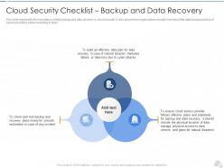 Cloud Security IT Cloud Security Checklist Backup And Data Recovery Ppt Grid