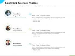 Cloud service providers customer success stories client testimonial ppt summary
